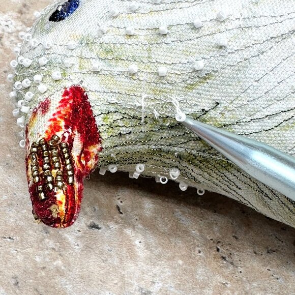 John Derian for Target Dove Decorative Pillow Beaded Embroidered Bird 6x15 NWT - Picture 7 of 10